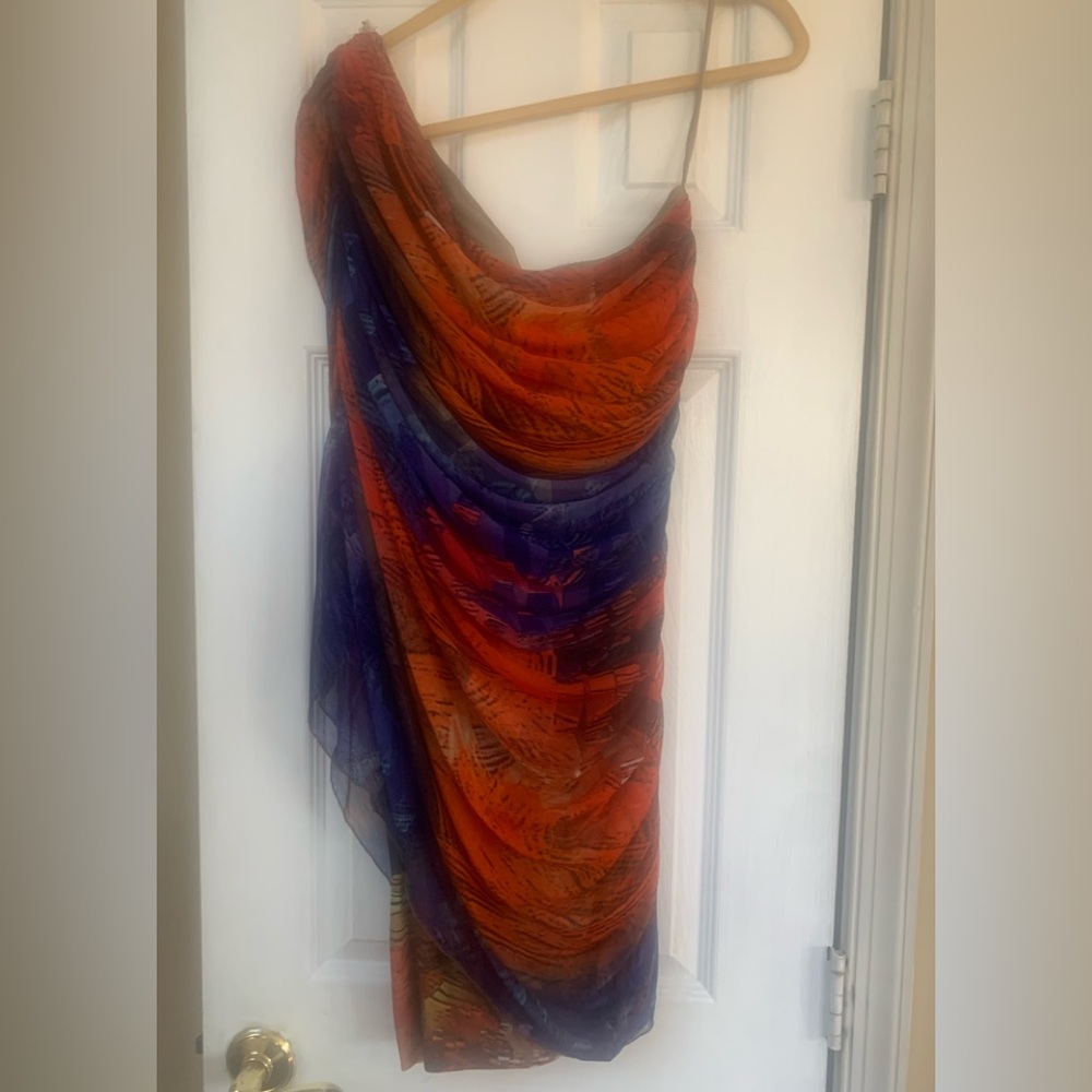Alberto Maliki beautiful multicolored one shoulder gorgeous beaded neck dress